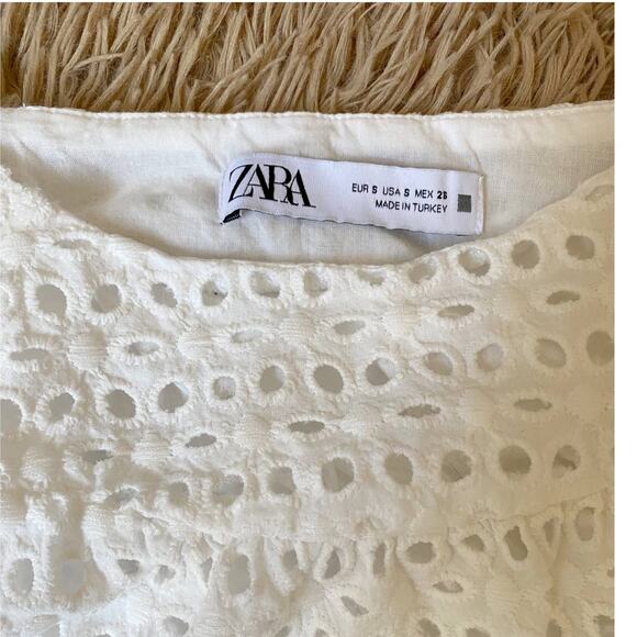 ZARA White Eyelet Sleeveless Embroidered Dress S cottage EUC‎ - Picture 7 of 15